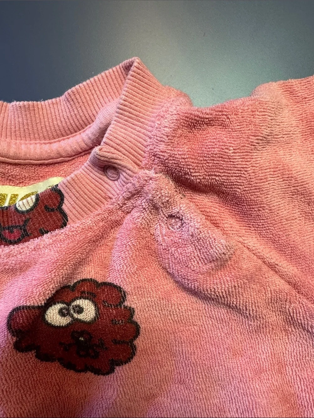 Kids Plush Pink Sweatshirt with Red Bear Faces